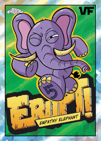 a purple elephant with the number 5 on its trunk