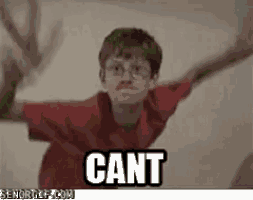 a boy in a red shirt is flying through the air with the word cant written on his chest .