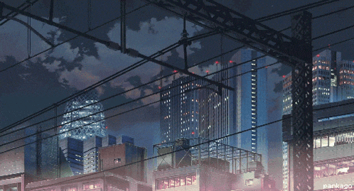 a picture of a city at night with the words parkago on the bottom