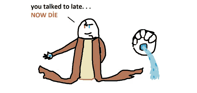 a cartoon of a man talking to another man who is crying