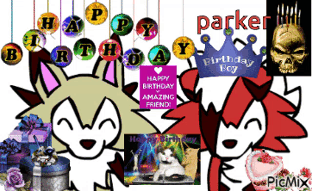 a birthday card for a boy with the name parker on it