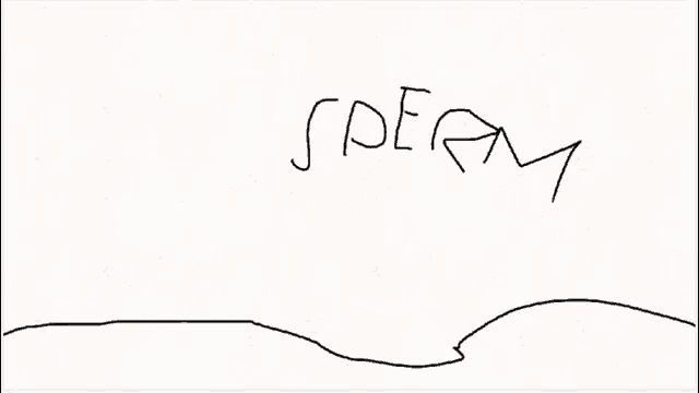 a drawing of a line and the word sperm