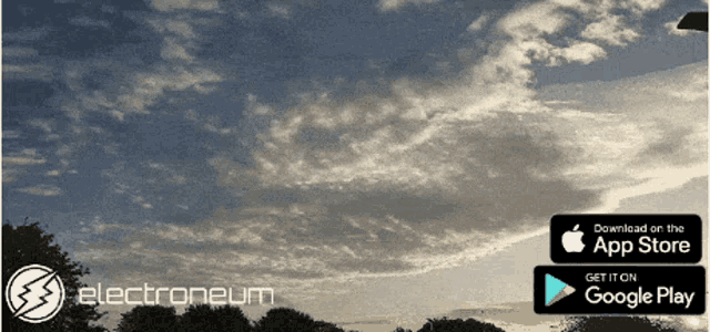 a picture of a cloudy sky with the words electroneum in the upper left corner