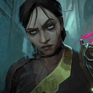 a painting of a woman with a choker around her neck holding a gun