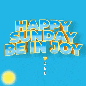 a blue background with the words happy sunday be in joy written on it