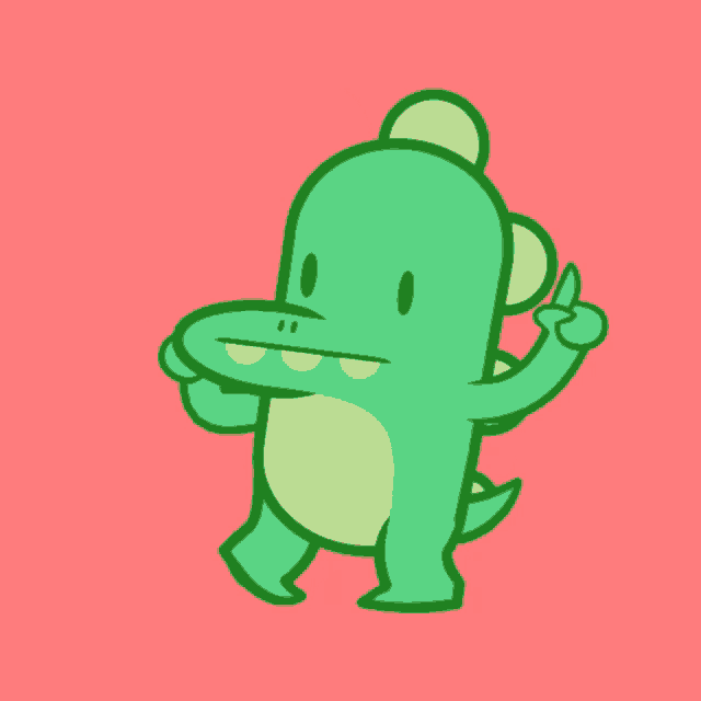 a cartoon drawing of a dinosaur giving a middle finger