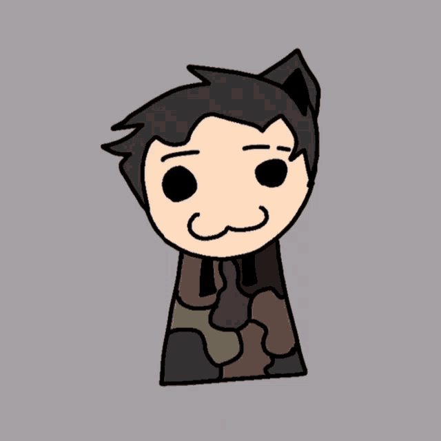 a cartoon drawing of a person with a cat ear sticking out their tongue