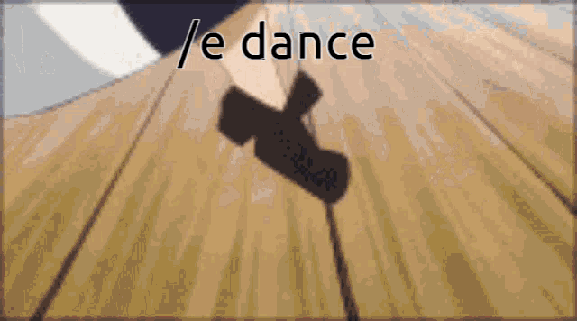 a cartoon of a person dancing with the words / e dance above