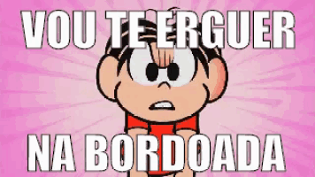 a cartoon character with the words vou te erguer na bordoada above him