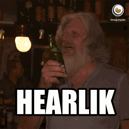 a man with a beard is holding a beer bottle and the word hearlik is on the bottom
