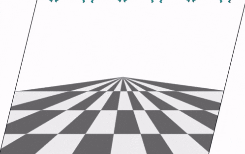 a group of blue cartoon characters are dancing on a checkerboard floor