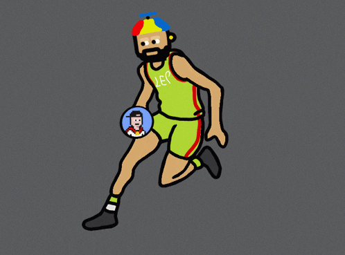 a cartoon drawing of a basketball player with the number 69 on his back