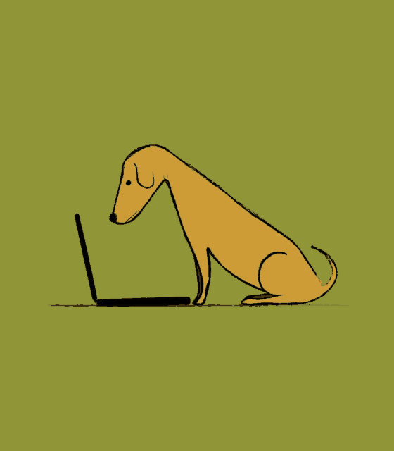 a drawing of a dalmatian dog with a yellow tail