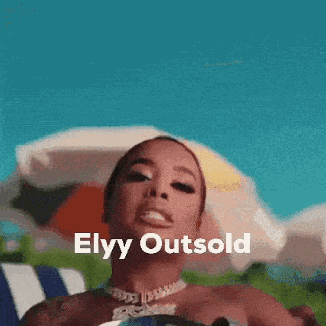 a woman is holding a can of soda and the words elvy outsold are above her