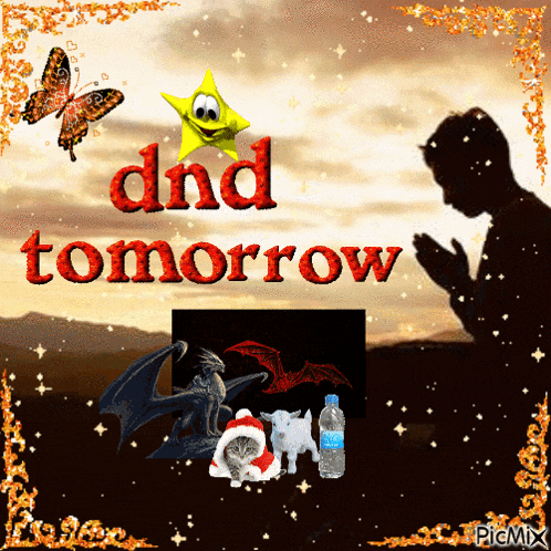 a picture of a man praying with the words dnd tomorrow above him