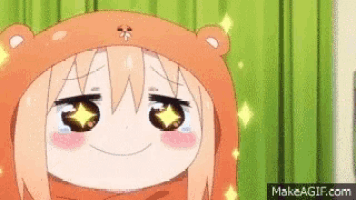a close up of a cartoon character wearing a teddy bear hat and a scarf .