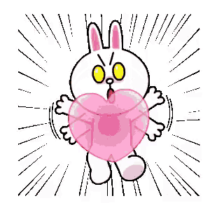 a cartoon bunny is floating in a pink heart .
