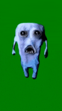 a green screen with a cartoon character with big eyes