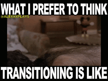 a meme that says what i prefer to think transitioning is like on it