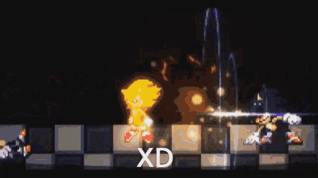 a blurry picture of a fire with the word xd below it