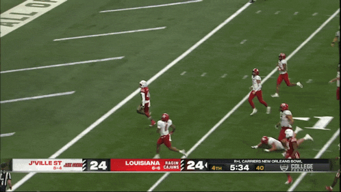 a football game is being played between louisiana and jville st.