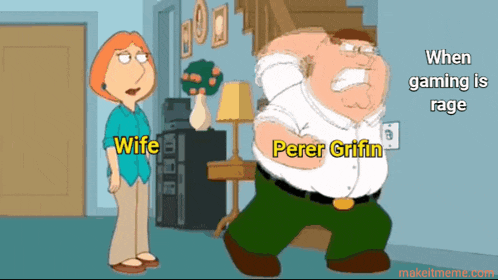 a cartoon of peter griffin standing next to a wife