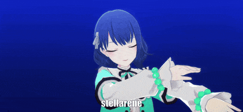 a cartoon of a girl with pink hair and the name stellarene on the bottom