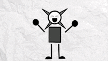 a black and white drawing of a stick figure holding a pair of maracas