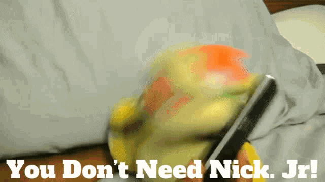 a blurred image with the words you don 't need nick jr. on it
