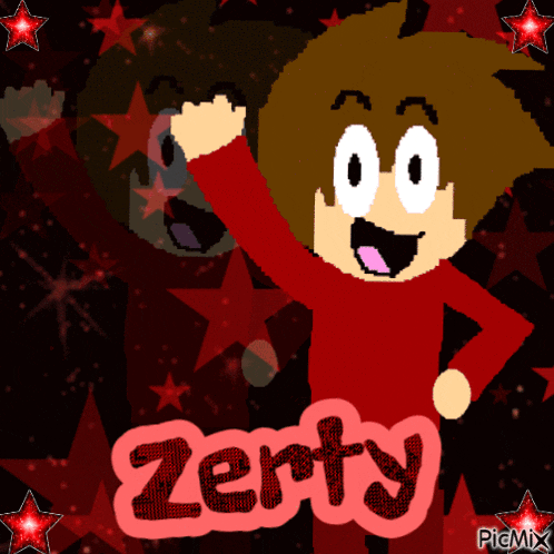 a picture of a cartoon character with the name zerty on it