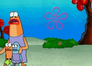 a cartoon of a woman holding a baby in front of a spongebob squarepants flower .