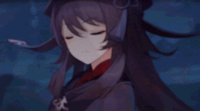 a close up of a girl wearing a top hat and red eyes