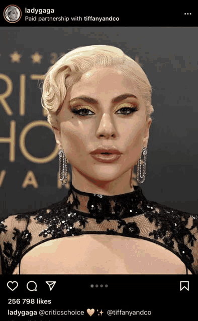 a picture of lady gaga is displayed on an instagram post