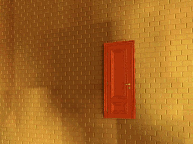 a tiger is peeking out of an open door