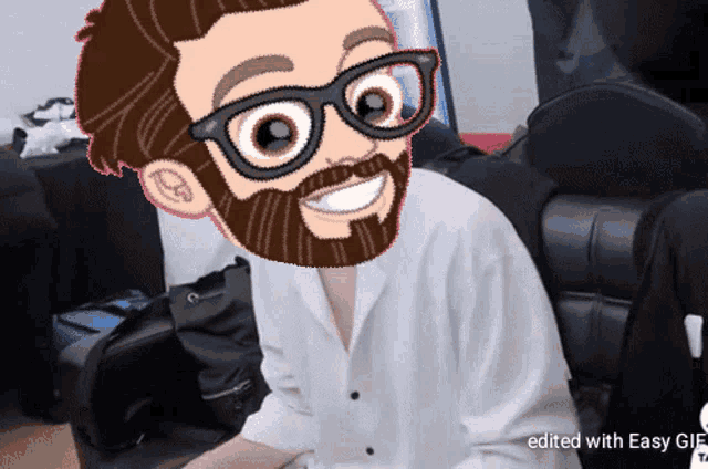 a cartoon of a man with glasses and a beard