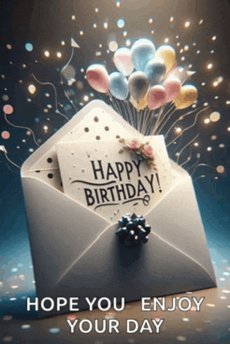 an envelope with a card that says happy birthday on it