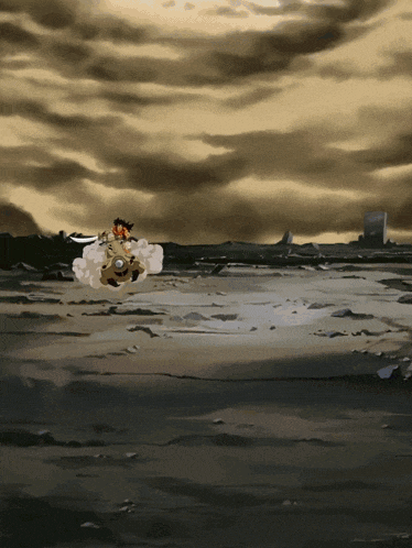 a cartoon of a man riding a motorcycle in a desert