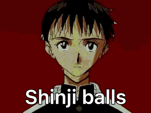 a person with a bandage on their head and the words shinji balls