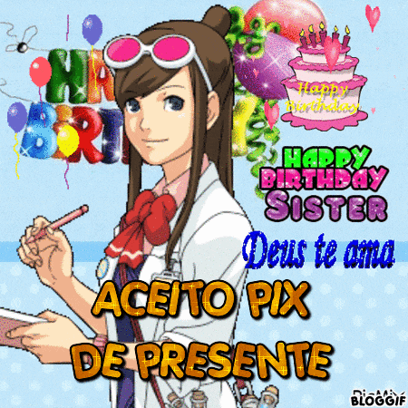 a girl in a lab coat writes on a piece of paper with the words happy birthday sister