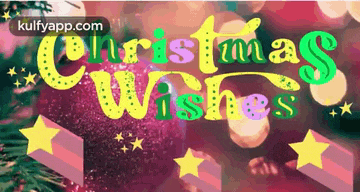 a christmas wishes greeting card with a christmas tree and presents