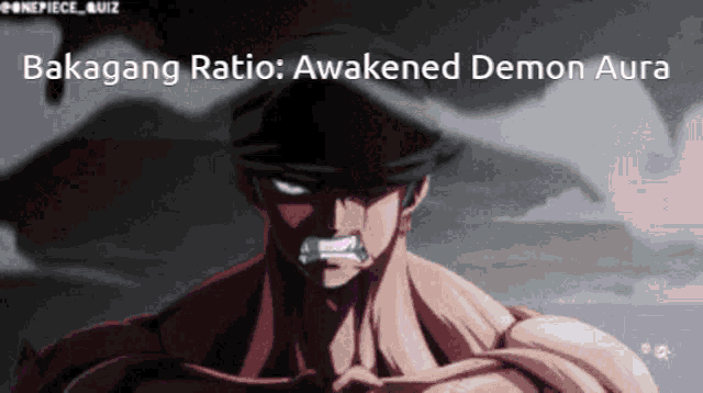 a drawing of a man with the words bakagang ratio awakened demon aura