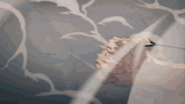 a gray background with a few clouds and a few lines