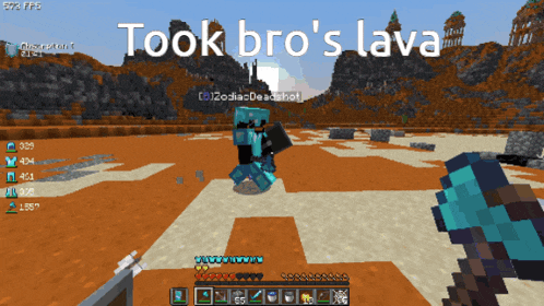 a screenshot of a video game with the words " took bro 's lava "