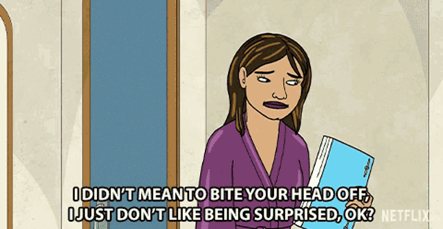 I Didnt Mean To Bite Your Head Off I Just Dont Like Being Surprised Ok GIF - I Didnt Mean To Bite Your Head Off I Just Dont Like Being Surprised Ok Bojack Horseman GIFs