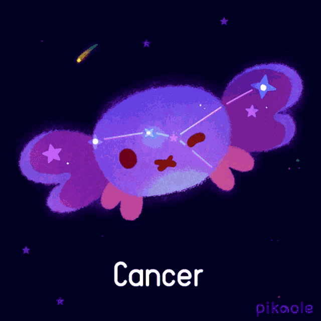 a drawing of a butterfly with the zodiac sign cancer on it