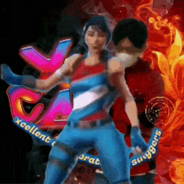 a man and a woman are dancing in front of a sign that says superbans