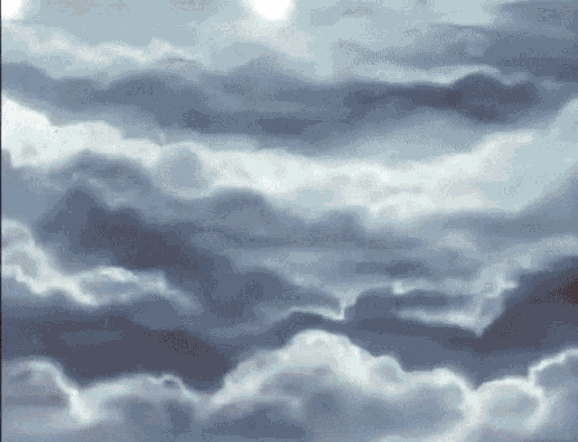 a painting of a cloudy sky with a few white clouds in it