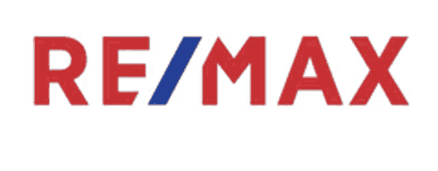 a red white and blue re / max logo on a white background