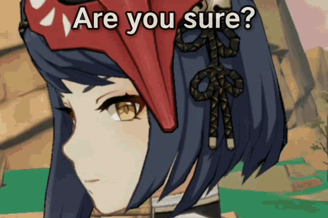 a cartoon character with a red hat that says " are you sure " on it