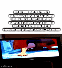 a picture of dory and sherman logo on december dory hoildays mr peabody and sherman logo on december
